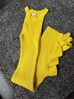 Fashion Nova Yellow Ribbed Sleeveless Knit Dress